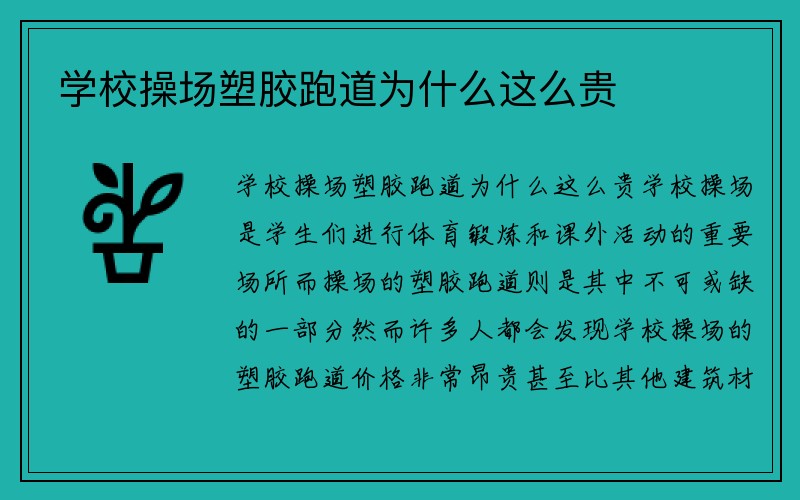 学校操场塑胶跑道为什么这么贵